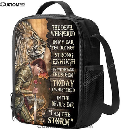 Female Warrior Lion I Am The Storm Lunch Bag, Lion Lunch Bag, Christian Lunch Bag, Religious Lunch Box For School, Picnic