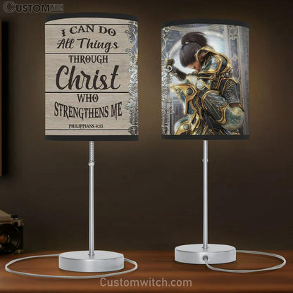 Female Warrior Of God I Can Do All Things Through Christ Table Lamb Art - Christian Lamb Gift - Religious Wall Decor