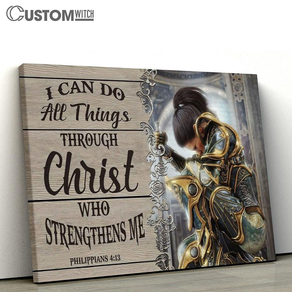 Female Warrior Of God I Can Do All Things Through Christ Canvas Art - Christian Wall Art - Religious Wall Decor
