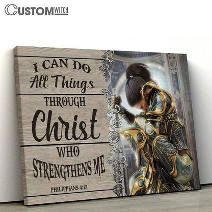 Female Warrior Of God I Can Do All Things Through Christ Canvas Art - Christian Wall Art - Religious Wall Decor