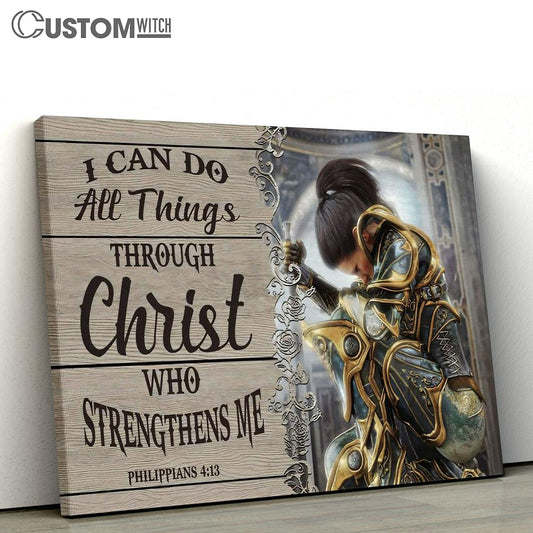 Female Warrior Of God I Can Do All Things Through Christ Canvas Art - Christian Wall Art - Religious Wall Decor