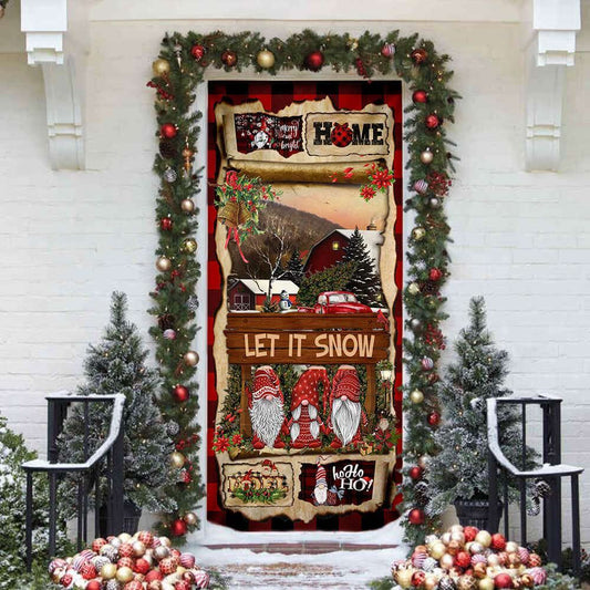 Festive Red Gnome Merry Christmas Door Cover,Funny Xmas Home Decor, Christmas Door Knob Covers, Christmas Outdoor Decoration