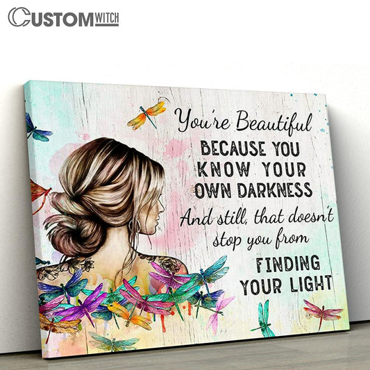 Finding Your Light Canvas Wall Art - Hippie Dragonfly Wall Art - Encouraging Gifts For Women