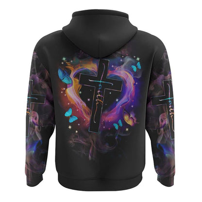 Fire Heart Cross Butterfly All Over Print 3D Hoodie, Christian Hoodie, Christian Sweatshirt, Bible Verse Shirt
