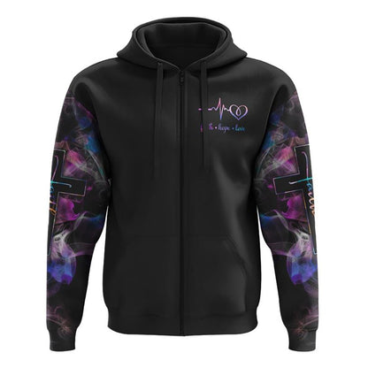 Fire Heart Cross Butterfly All Over Print 3D Hoodie, Christian Hoodie, Christian Sweatshirt, Bible Verse Shirt