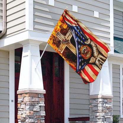 Firefighter Christian Cross House Flags, Christian Flag, Scripture Flag, Garden Banner