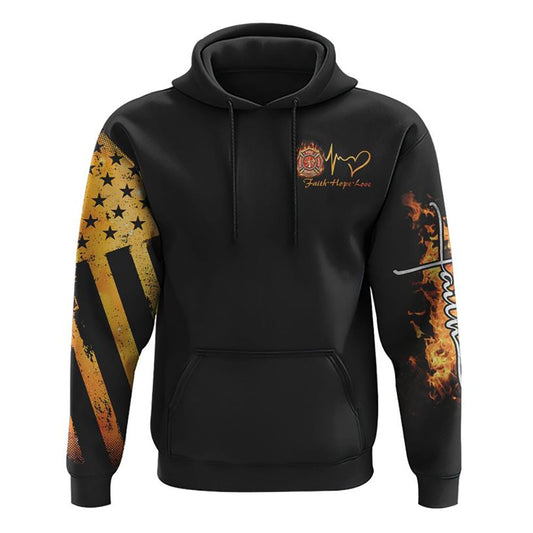 Firefighter Cross Wings All Over Print 3D Hoodie, Christian Hoodie, Christian Sweatshirt, Bible Verse Shirt