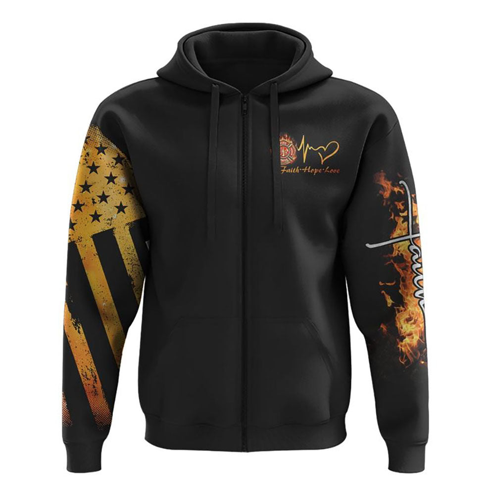 Firefighter Cross Wings All Over Print 3D Hoodie, Christian Hoodie, Christian Sweatshirt, Bible Verse Shirt