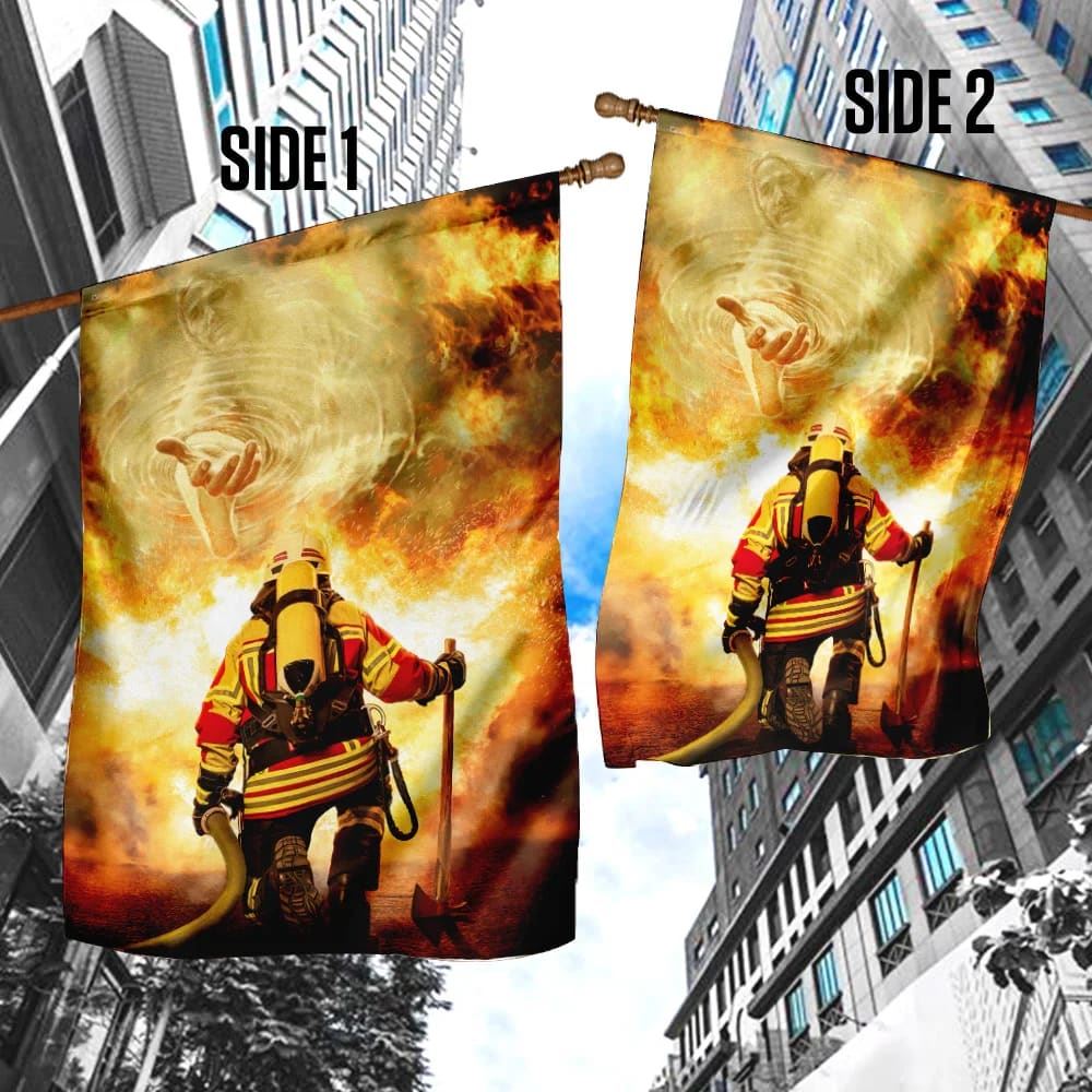 Firefighter God Jesus Flag, Outdoor Christian House Flag, Christian Flag, Scripture Flag, Garden Banner