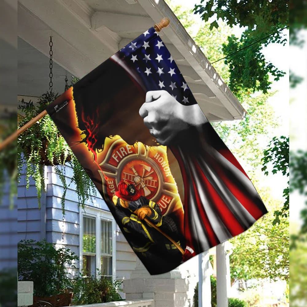 Firefighter Jesus Christian American Flag, Outdoor Christian House Flag, Christian Flag, Scripture Flag, Garden Banner