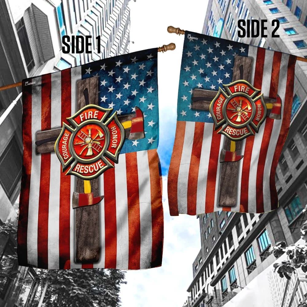Firefighter Jesus Cross Flag, Outdoor Christian House Flag, Christian Flag, Scripture Flag, Garden Banner