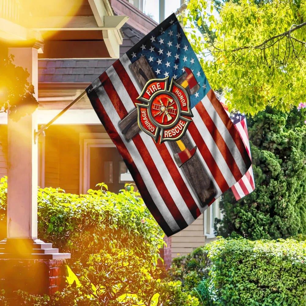 Firefighter Jesus Cross Flag, Outdoor Christian House Flag, Christian Flag, Scripture Flag, Garden Banner