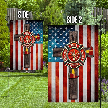 Firefighter Jesus Cross Flag, Outdoor Christian House Flag, Christian Flag, Scripture Flag, Garden Banner
