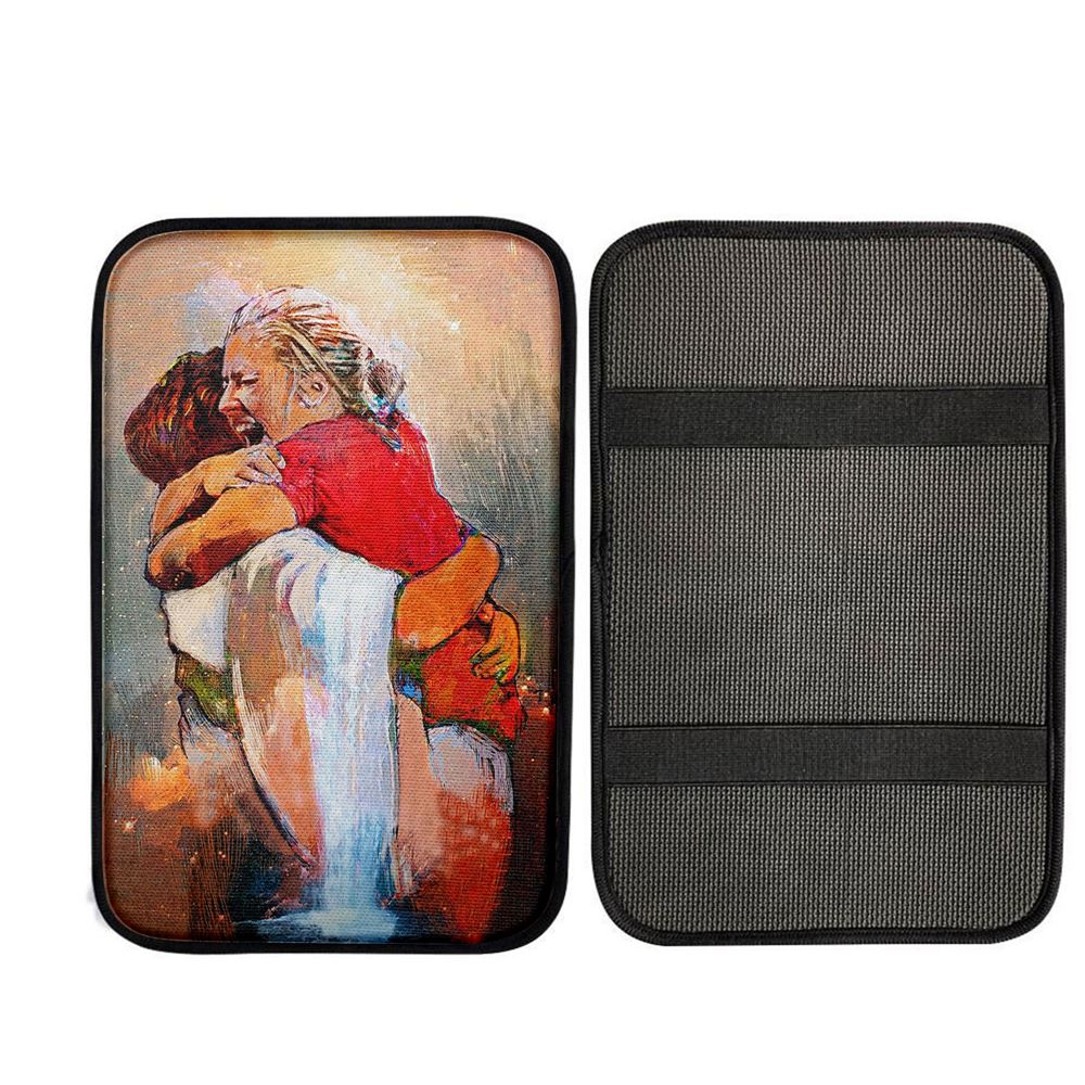 First Day In Heaven Painting Car Center Console Cover - I Held Him And Would Not Let Him Go Car Armrest Pad, Christian Car Accessories
