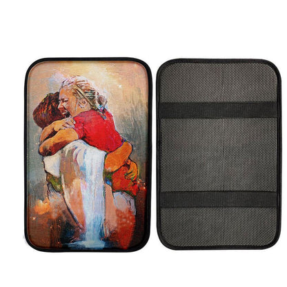 First Day In Heaven Painting Car Center Console Cover - I Held Him And Would Not Let Him Go Car Armrest Pad, Christian Car Accessories