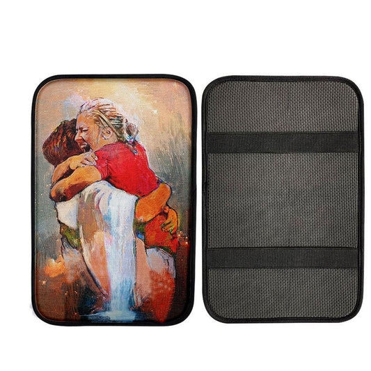 First Day In Heaven Painting Car Center Console Cover - I Held Him And Would Not Let Him Go Car Armrest Pad, Christian Car Accessories
