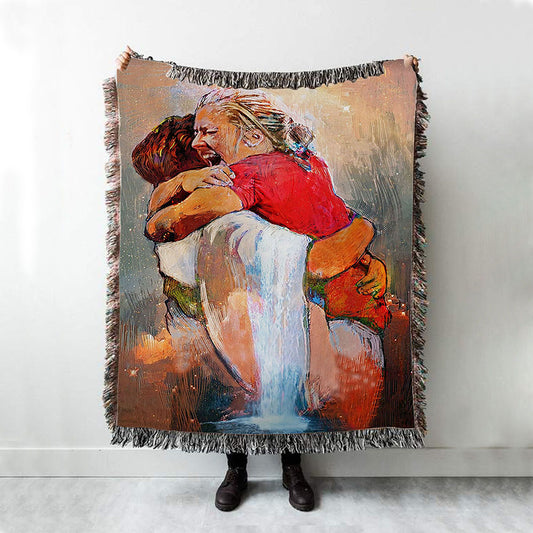 First Day In Heaven Painting Woven Throw Blanket - I Held Him And Would Not Let Him Go Boho Blanket