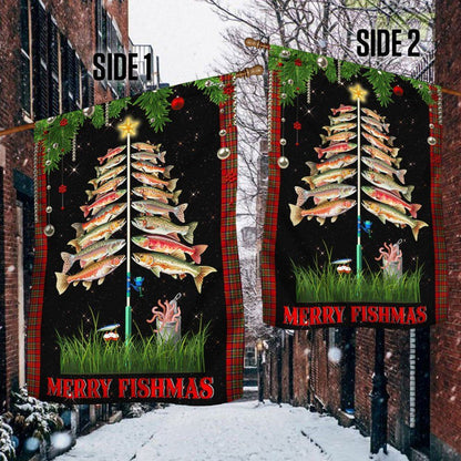 Fishing Flag Merry Fishmas Christmas Flag, Christmas Garden Flag, Home Decor Accessories, Christmas Outdoor Decor Ideas