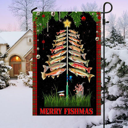 Fishing Flag Merry Fishmas Christmas Flag, Christmas Garden Flag, Home Decor Accessories, Christmas Outdoor Decor Ideas