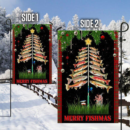 Fishing Flag Merry Fishmas Christmas Flag, Christmas Garden Flag, Home Decor Accessories, Christmas Outdoor Decor Ideas