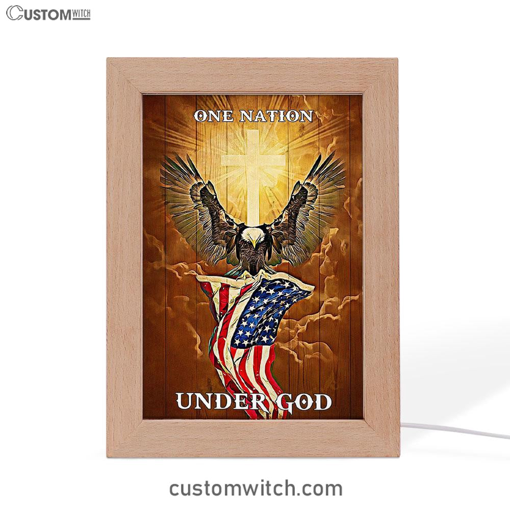 Flag American One Nation Under God Frame Lamp Art - Christian Frame Lamp - Religious Gifts Night Light