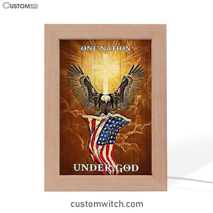 Flag American One Nation Under God Frame Lamp Art - Christian Frame Lamp - Religious Gifts Night Light