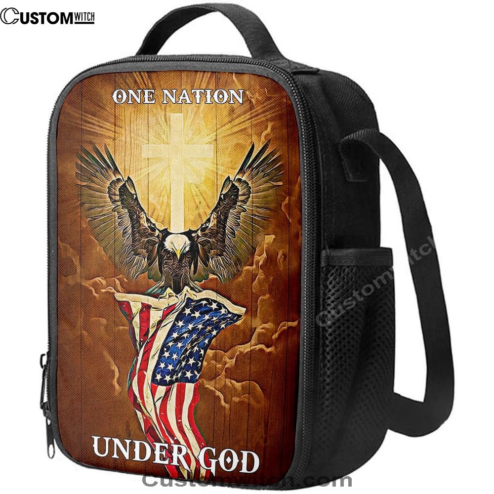 Flag American One Nation Under God Lunch Bag, Christian Lunch Bag, Religious Lunch Box For School, Picnic