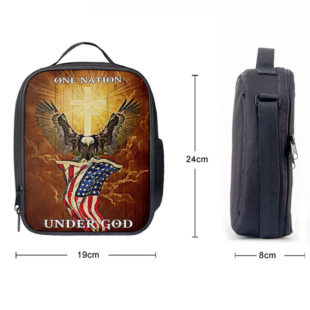 Flag American One Nation Under God Lunch Bag, Christian Lunch Bag, Religious Lunch Box For School, Picnic