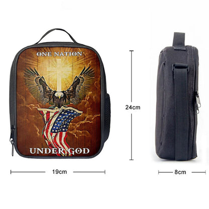 Flag American One Nation Under God Lunch Bag, Christian Lunch Bag, Religious Lunch Box For School, Picnic