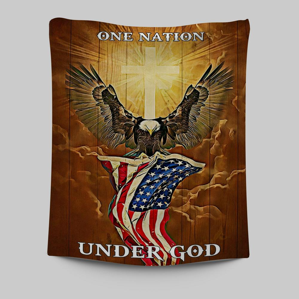 Flag American One Nation Under God Tapestry Wall Art - Christian Wall Tapestry - Religious Tapestries Wall Hanging Prints