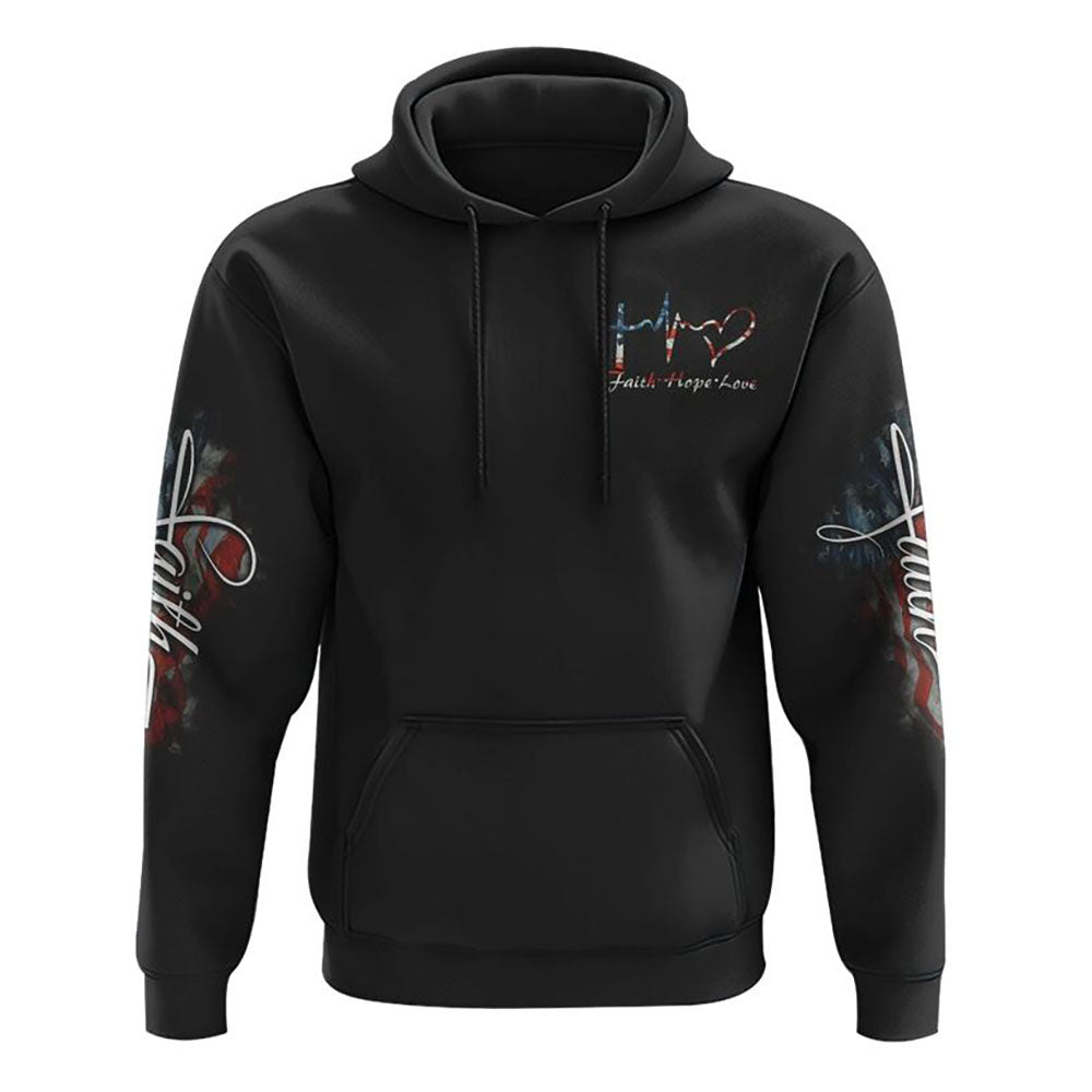 Flag Faith Wings Cross All Over Print 3D Hoodie, Christian Hoodie, Christian Sweatshirt, Bible Verse Shirt