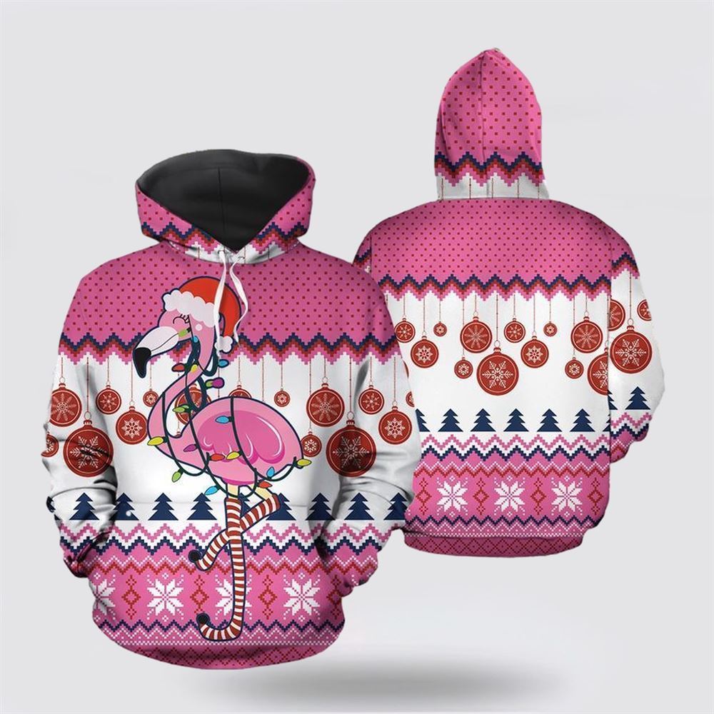 Flamingo Merry Christmas All Over Print 3D Hoodie For Men & Women, Christmas Hoodie Cute, Christmas Gift, Christmas Fashion
