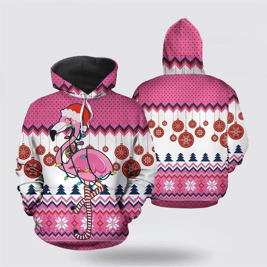 Flamingo Merry Christmas All Over Print 3D Hoodie For Men & Women, Christmas Hoodie Cute, Christmas Gift, Christmas Fashion