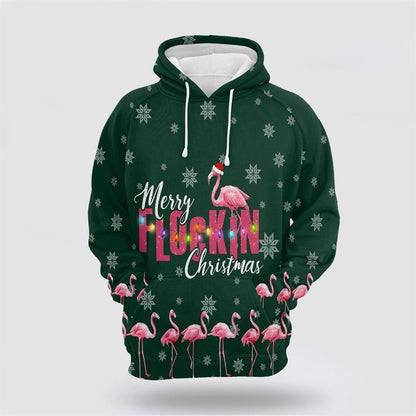 Flamingo Merry Flockin Christmas All Over Print 3D Hoodie For Men & Women, Christmas Hoodie Cute, Christmas Gift, Christmas Fashion