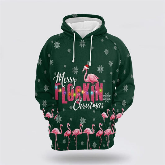 Flamingo Merry Flockin Christmas All Over Print 3D Hoodie For Men & Women, Christmas Hoodie Cute, Christmas Gift, Christmas Fashion