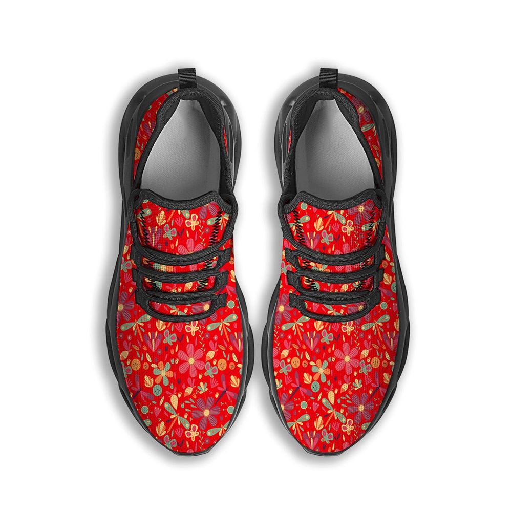 Floral Dragonfly Christmas Print Pattern Black Max Soul Shoes For Men Women, Best Running Sneaker, Christmas Shoes, Winter Fashion Shoes