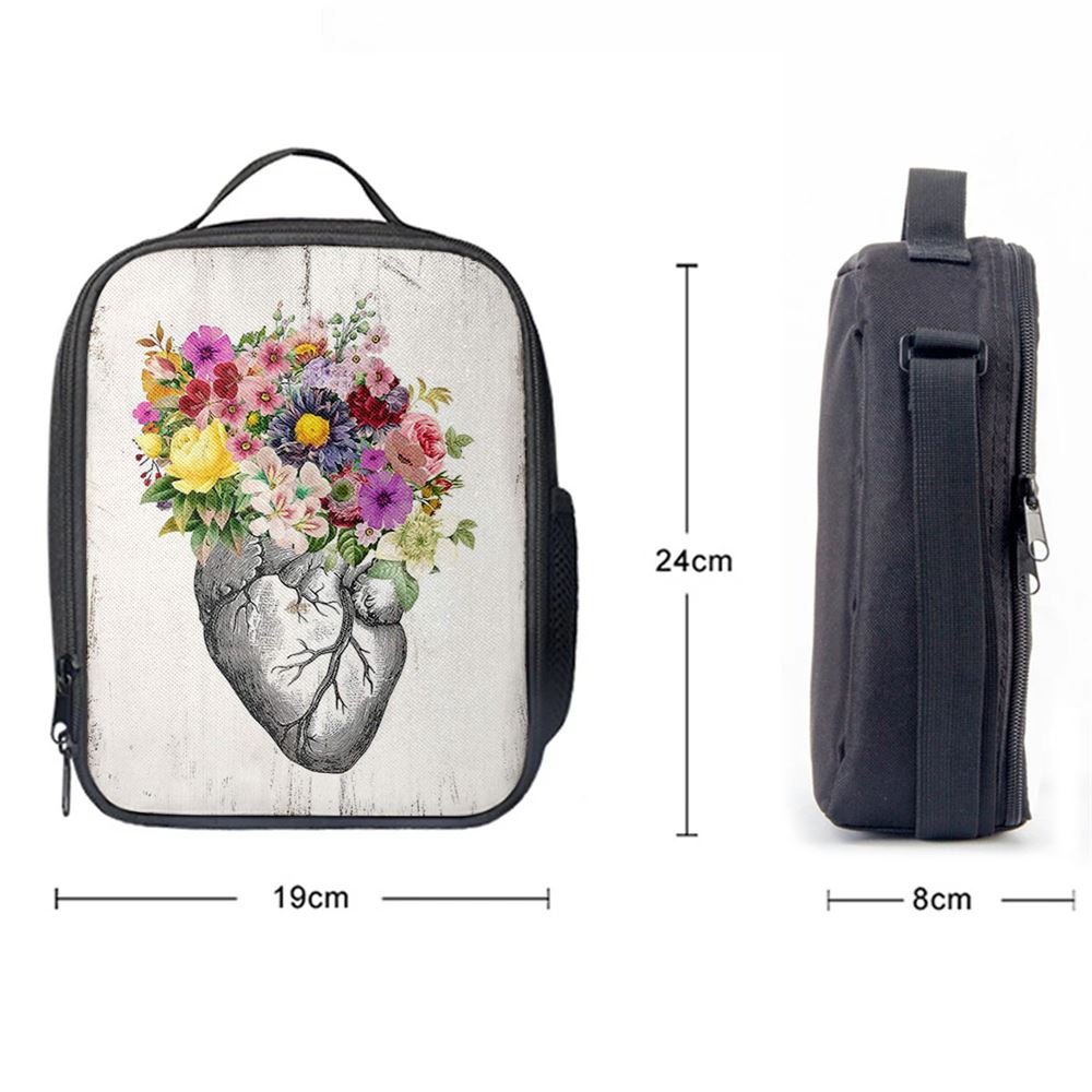 Floral HeLunch Bag Rustic Lunch Bag, Gift For Female Nurse, Doctor, Rn, Christian Lunch Bag, Religious Lunch Box For School, Picnic