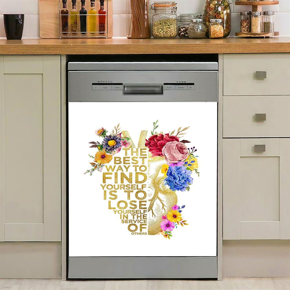 Floral Heart Anatomy Dishwasher Cover, Appreciation, Graduation Gift For Nurse Practitioner, Teacher, Rn, Physician Assistant, Emt, Doctor