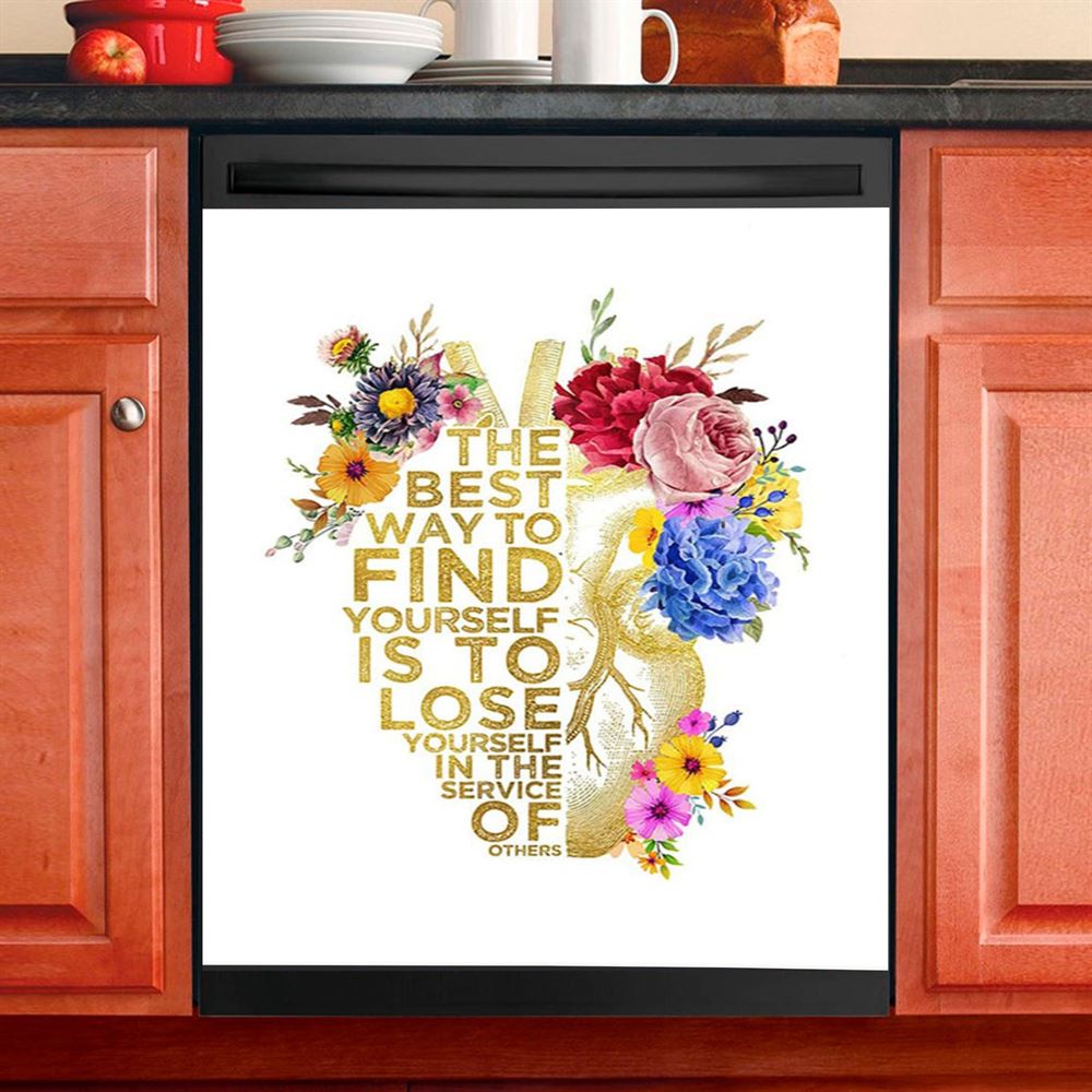 Floral Heart Anatomy Dishwasher Cover, Appreciation, Graduation Gift For Nurse Practitioner, Teacher, Rn, Physician Assistant, Emt, Doctor