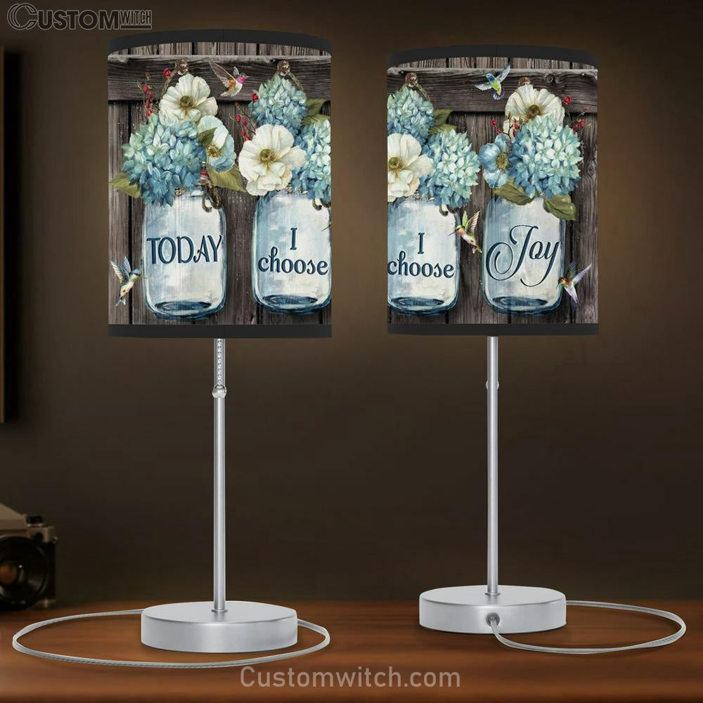 Flower Artwork, White Camellia, Colorful Hummingbird, Today I Choose Joy Table Lamb