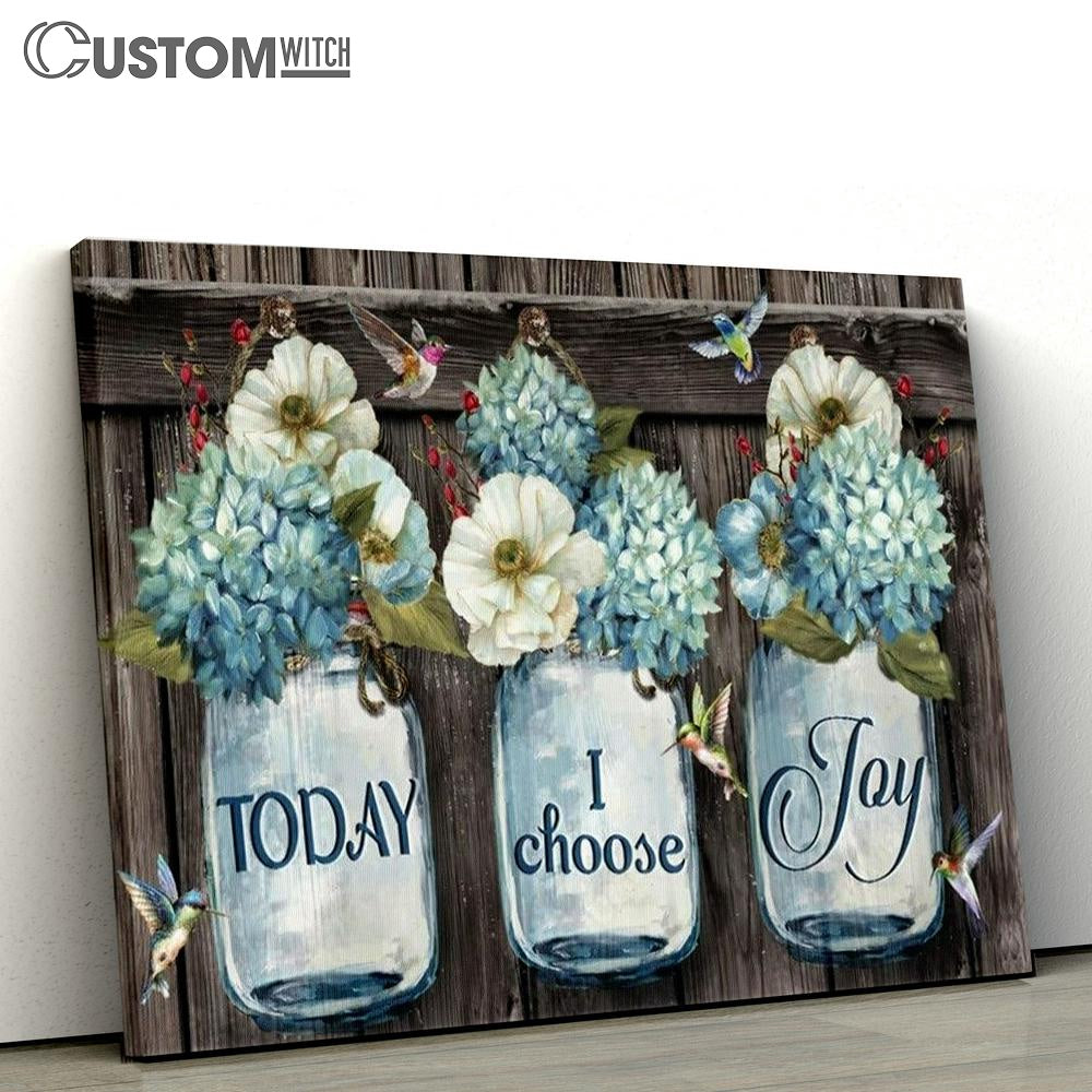 Flower Artwork, White Camellia, Colorful Hummingbird, Today I Choose Joy Canvas Poster