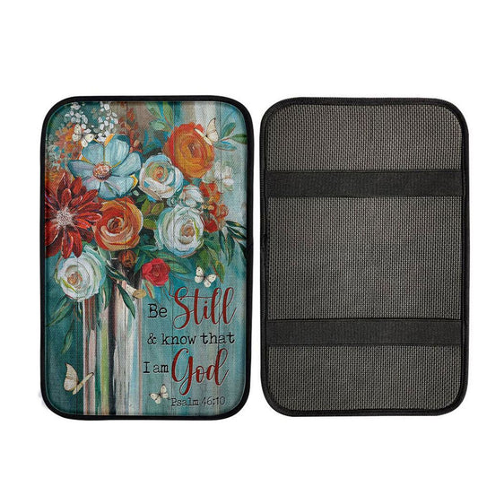 Flower Butterfly Be Still And Know That I Am God Car Center Console Cover, Christian Car Accessories