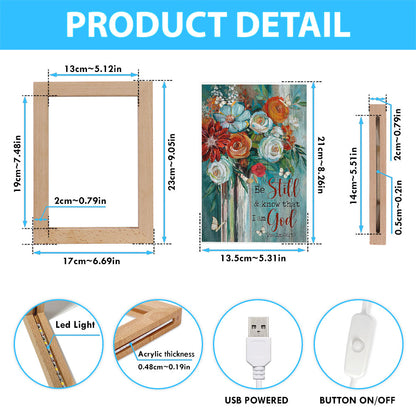 Flower Butterfly Be Still And Know That I Am God Frame Lamp Art - Christian Art - Bible Verse Art - Religious Home Decor