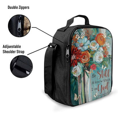 Flower Butterfly Be Still And Know That I Am God Lunch Bag, Christian Lunch Bag, Religious Lunch Box For School, Picnic