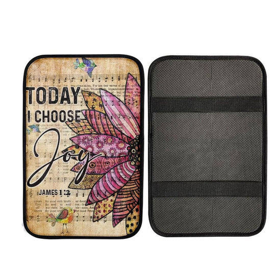 Flower, Colorful Sparrow, Music Sheet, Today I Choose Joy Car Center Console Cover, Car Armrest Pad, Christian Gift, Armrest Box Mat
