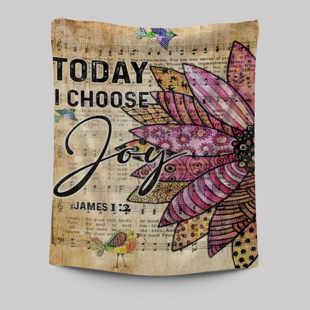 Flower, Colorful Sparrow, Music Sheet, Today I Choose Joy Tapestry