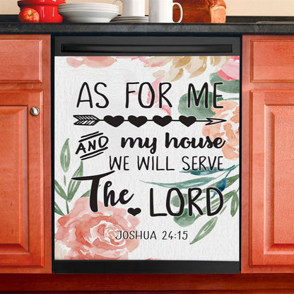 Flower Painting As For Me And My House Joshua 2415 Dishwasher Cover, Bible Verse Dishwasher Magnet Cover, Scripture Kitchen Decor