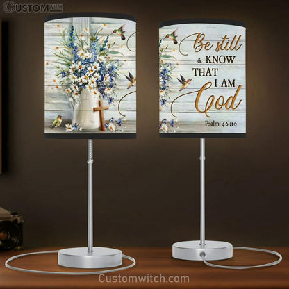 Flower Painting, Hummingbird, Cross, Bible Verse, Be Still And Know That I Am God Table Lamb