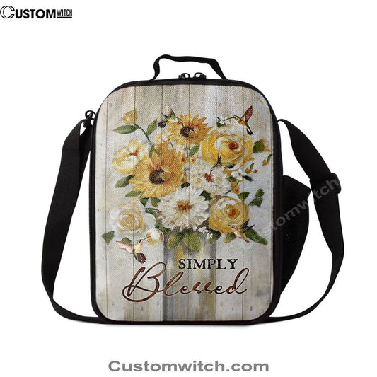 Flower Painting Hummingbird Vintage Lunch Bag, Simply Blessed Lunch Bag, Christian Lunch Bag, Religious Lunch Box For School, Picnic