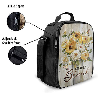Flower Painting Hummingbird Vintage Lunch Bag, Simply Blessed Lunch Bag, Christian Lunch Bag, Religious Lunch Box For School, Picnic